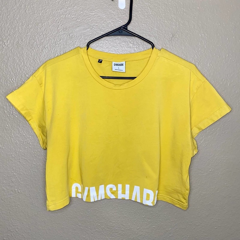 Gymshark Fraction Crop Top Tee Size Large Yellow
